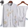 Traje Tang de manga larga para hombres de mediana edad y mayores, traje de verano para papá, estilo chino, traje de abuelo Hanfu de estilo chino para ancianos