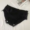 Calcinha Feminina Algodão Estilo Japonês Fofa Ins com Renda nas Costelas Laço Justa na Cintura Média Confortável