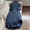 2026 Nuevo Elegante Estilo Artístico Corte Holgado Algodón Ceñidor de Cintura Vestido Largo para Mujer Venta al por Mayor H19BQ23226