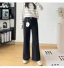 Secreto para moldear las piernas~ ¡Estiramiento en cuatro direcciones! 26 Vaqueros Crop de Cintura Alta Holgados Adelgazantes para Mujer de Otoño H090417