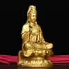 Latón Guanyin Botella Transparente Rama de Sauce Estatua de Buda Bodhisattva Guanyin Artesanía de Latón Suministros de Buda Estatua de Bronce Guanyin