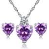 Amazon Cross-border New Garnet Red Love Zircon Brincos Colar Moda Simples Feminina Brincos de Pingente em Forma de Coração