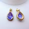 Pingente Charm de Gota d'Água com Borda de Malha Vazada Banhado a Cobre Dourado de Alta Retenção de Cor Zircônia Inlaid Acessórios para Pulseira Colar DIY