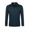 Polo de Manga Larga con Solapa de Seda de Cobre y Amoníaco, Color Sólido, Sencillo, Moda, Combinable, Transpirable, Cómodo, Deportivo, Ocio, Logotipo Estampado