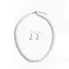 Aretes Pulsera Collar de Perlas de Vidrio Retro Europeo y Americano de Tres Piezas Moda Transfronteriza Collar Simple de Alta Gama Adorno para Mujer
