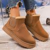 Botas de Nieve de Gran Tamaño para Mujer de Comercio Exterior Transfronterizo, Color Sólido para Otoño e Invierno, Suela Plana, Forradas de Felpa, Engrosadas, Cálidas, de Poner, Botas de Algodón