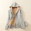 Moletom de Lã de Cordeiro Inverno Homens Mulheres Veludo Plus Espessado Tamanho Grande Roupa Esportiva Cardigã com Capuz Casual Versátil Jaqueta Tendência