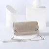 Bolso de Mano de Noche con Brillo Incrustado de Diamantes Europeo y Americano, Bolso de Mano de Color Sólido para Mujer, Elegante Bolso Cuadrado, Bolso de Noche de Hombro Cruzado