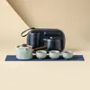 Tetera de Cerámica Tianqing Ru Kiln con Rama de Flor de Ciruelo y Diseño de Clavo, Juego de Té de Viaje, Kit Portátil para Beber Té