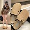 Nuevos Zapatos para Mujer Estilo Británico 2024 Puntera Cerrada Suela Gruesa Slip-On Mocasines Zapatillas Estilo Birkenstock Primavera y Otoño