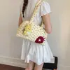 Bolso de Hombro de Lona Estilo Coreano de Dibujos Animados, Bolso Tote Grande de Capacidad para Viajes Diarios de Mujeres con Colgante de Muñeca, Bolso Casual para Mujeres