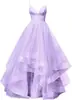 Vestido de noite longo de comércio exterior, decote V profundo com alças, saia bufante, acinturado, cor sólida, barra irregular, para mulheres, fornecimento para estação internacional