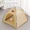 Cama para Cachorro Estilo Tenda com Tapete Refrescante de Verão para Cães Pequenos, Proporcionando uma Sensação de Segurança no Verão, Semifechada, Adequada para Todas as Estações