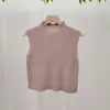 Camisola de Punto sin Mangas con Cuello Medio Alto para Mujer, Nueva Moda Versátil de Verano, Top Base Elegante para Mujer