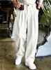 Pantalones de lino para hombre de alta calidad, transfronterizos, estilo retro americano, plisados, de pierna ancha, con un corte suelto y casual y un diseño de pierna recta, lo que los hace versátiles para varios atuendos.