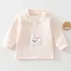 Camiseta de Manga Larga para Bebé Otoño e Invierno Clase A, Ropa Interior para Bebé Cómoda de Algodón Terciopelo, Top de Dibujos Animados para Bebé, Cuello Redondo, Suéter T