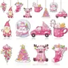 Set Transfronterizo de 30 Piezas de Decoraciones de Madera Campanas de Árbol de Navidad Rosas Decoración de Enano Adornos Colgantes