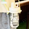 Taza de Agua de Plástico con Popote de Dibujo Animado de Cachorro Linda y Adorable para Niñas, Elegante Taza Cruzada de Verano para Niños
