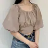 Blusa de Chiffon Manga Curta Primavera/Verão Estilo Japonês e Coreano Exportação Sudeste Asiático Camisa Base Camiseta Curta