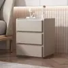 Mesita de noche de madera maciza, simple y lujosa, mueble de noche moderno para dormitorio, armario de almacenamiento de alta gama de color crema