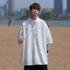Camisa Blanca de Manga Corta para Hombres y Mujeres 2026 Nuevo Verano Diseño de Cadena y Corbata Elegante Camisa Chaqueta de Manga Tres Cuartos