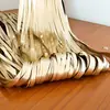 Cortina de Chuva para Fundo de Casamento Parede Decoração de Tira Dourada para Aniversário Arranjo de Sala de Estar Cortina de Chuva com Franja Prateada Fita Azul