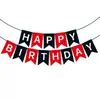Set de decoración de fiesta de cumpleaños rojo y negro, pancarta de cumpleaños de moda, decoraciones colgantes de bola de panal, arreglo de escena para fiesta de cumpleaños