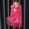 Venta Directa de Fábrica Bufanda Chal de Encaje Hueco para Mujer Verano Aire Acondicionado Borla Color Sólido Túnica Roja Grande Ropa Exterior Venta al por Mayor Venta Caliente