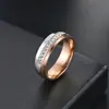 Anel de Diamante Elegante de Aço Titânio Japonês e Coreano para Mulheres Escultura CNC Design Popular Anel de Diamante para Casal Ouro Rosa Joia de Anel