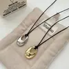 Colar pingente anel gota d'água oco longo para mulheres, corrente de suéter de luxo leve de nicho de alta qualidade com acessório de cordão preto ajustável
