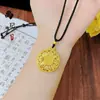 Colar Pingente Bússola Oca Oito Tesouros Estilo Antigo Banhado a Ouro Popular no TikTok com Flor de Lótus e Caractere da Fortuna Pingente Redondo Atacado