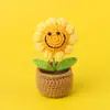 Girassol de Crochê Feito à Mão Buquê Artificial em Vaso Flores Artificiais de Lã Flores Imortalizadas Móveis para Casa Presentes de Formatura