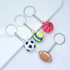 Chaveiro de Borracha Macia Simulação Tridimensional Criativa Bola de Futebol Basquete Rugby Tênis Pingente de Mochila Presente de Abertura