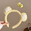 Diadema de peluche de dibujos animados linda y adorable para niñas, diseñada para lavarse la cara, evitar que el cabello se resbale y perfecta para tomar fotografías