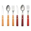 Juego de Cuchillo, Tenedor y Cuchara de Acero Inoxidable 304 Estilo Occidental para Cocina y Restaurante, con Mango de Madera, Cuchillo para Steak, Tenedor y Cuchara