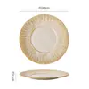 Plato de Cerámica Occidental Estampado Irregular para Bistec, Plato Plano, Plato de Mesa de Cerámica de Hotel Rayado Retro de Alto Valor Personalizado