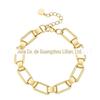 Aço titânio banhado a ouro 18K pulseira retangular oval de moda estilo europeu e americano pulseira personalizada ins B202223