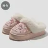Chinelos de algodão de desenho animado para mulheres, chinelos peludos de inverno para exterior, chinelos de algodão quentes antiderrapantes para interior para mulheres, atacado