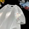 Camiseta Bordada de Manga Corta Colorida Estilo Retro Americano para Hombre y Mujer, Diseño de Verano, Estilo High Street, Hombro Normal, Top de Manga Media de Algodón Puro, Moderno