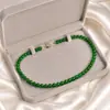 Colar de contas esmeralda Imitação de calcedônia feminina Personalizado High-end Colar de entrada Nicho de luxo Clavícula Cadeia Acessórios de estilo nacional