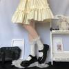 Calcetines de Botín de Encaje de Malla de Doble Capa con Felpa de Algodón Calcetines de Tubo Medio de Chica Japonesa Lindos