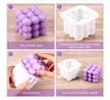 Molde de vela hecho a mano de Cubo de Rubik 3D molde de silicona para vela de soya + mecha para vela + traje de 2 martillos de madera