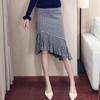En Stock Otoño Nuevo Estilo Coreano Elegante Cintura Alta Ajustado Cola de Pez Falda Chic Versátil de Punto Midi para Mujer