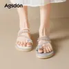 Pantuflas para Mujer Augu Shiden Estilo Francés Modelo Nuevo Verano 2026 con Pedrería, Perfectas para Combinar con Vestidos, Sandalias Planas de Playa con Suela Suave