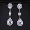 Venta caliente de eBay Pendientes de botón largos de Zirconia con forma de gota de agua personalizados europeos y americanos Pendientes creativos de banquete para mujer ventas directas de fábrica