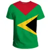 Padrão da Bandeira e Emblema Nacional da Guiana Impressão Digital 3D Camiseta Casual de Manga Curta Masculina Venda Direta da Fábrica Fornecimento de Exportação