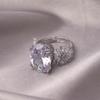 Anillo Europeo y Americano Transfronterizo de Diamante Completo para Mujer, Apertura de Circonita de Gama Alta de Nicho, Anillo Ajustable, No se Desvanece, Venta al por Mayor Versátil