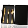 Set de cuatro piezas de cuchillo, tenedor y cuchara de acero inoxidable 410 con estampado de piel de serpiente transfronterizo, creativo estilo occidental, cuchillo dorado para bistec, set de regalo para hotel