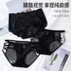 Novedad 2026 Panties Delgados con Tirantes y Borlas para Mujer, Serie Negra de Lujo Ligero, Atractivos Calzoncillos Transparentes con Aberturas Sexy para Glúteos de Mujer