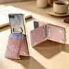 Adecuado para funda de teléfono Samsung ZFlip8 con soporte de ranura para tarjeta, ZFLIP6 textura floral hebilla magnética, zflip7 cubierta protectora